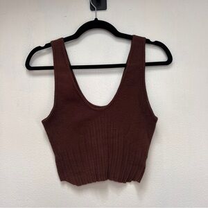 Pacsun Ribbed Knit Scoop Neck Crop Tank - Brown